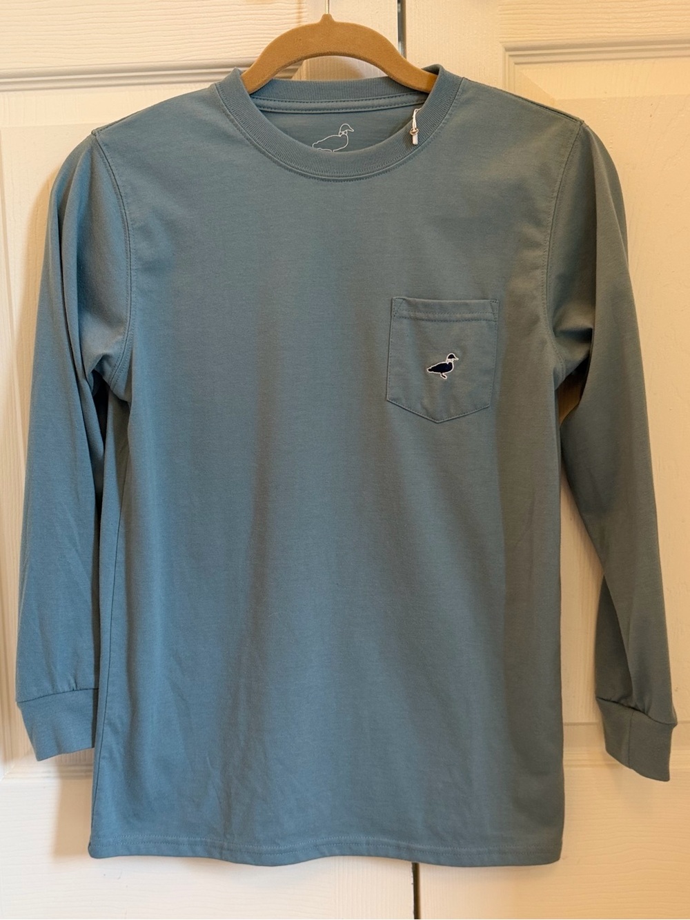 NWOT Properly Tied Boys Long-Sleeve Pocket Tee - Slate Blue/green size 14/16